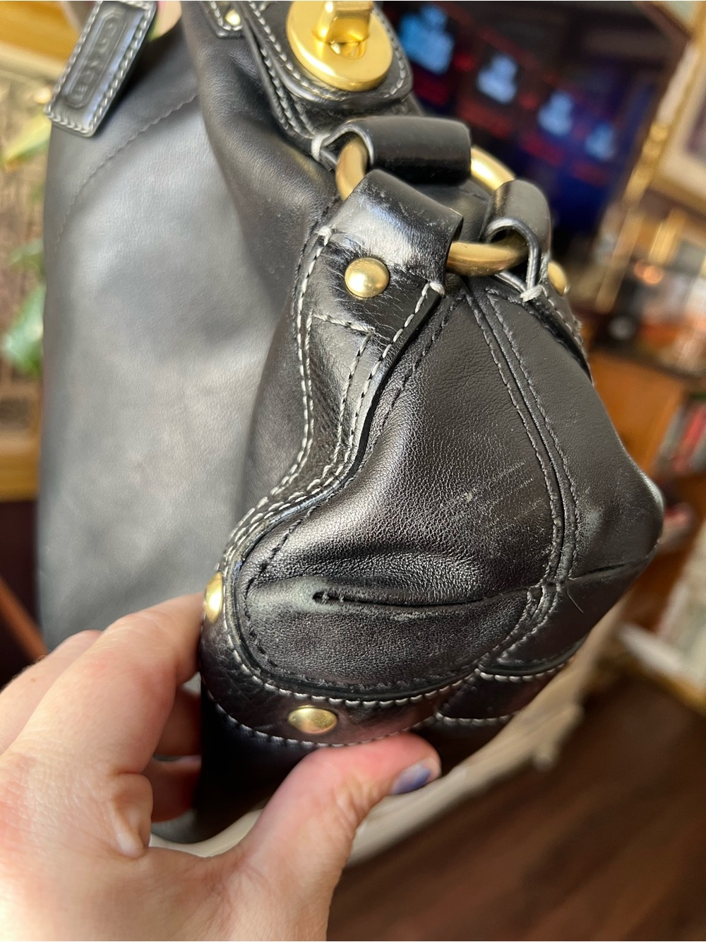 Y2K Coach Carly Black Leather Hobo Bag 10615 - Gem